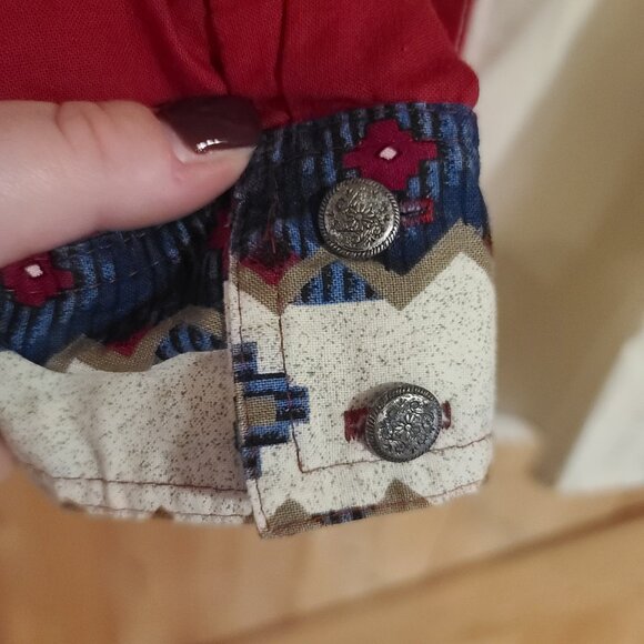 Vintage Wrangler Western Wear Cotton Aztec Button Rodeo Shirt Women’s X Large - Picture 4 of 16